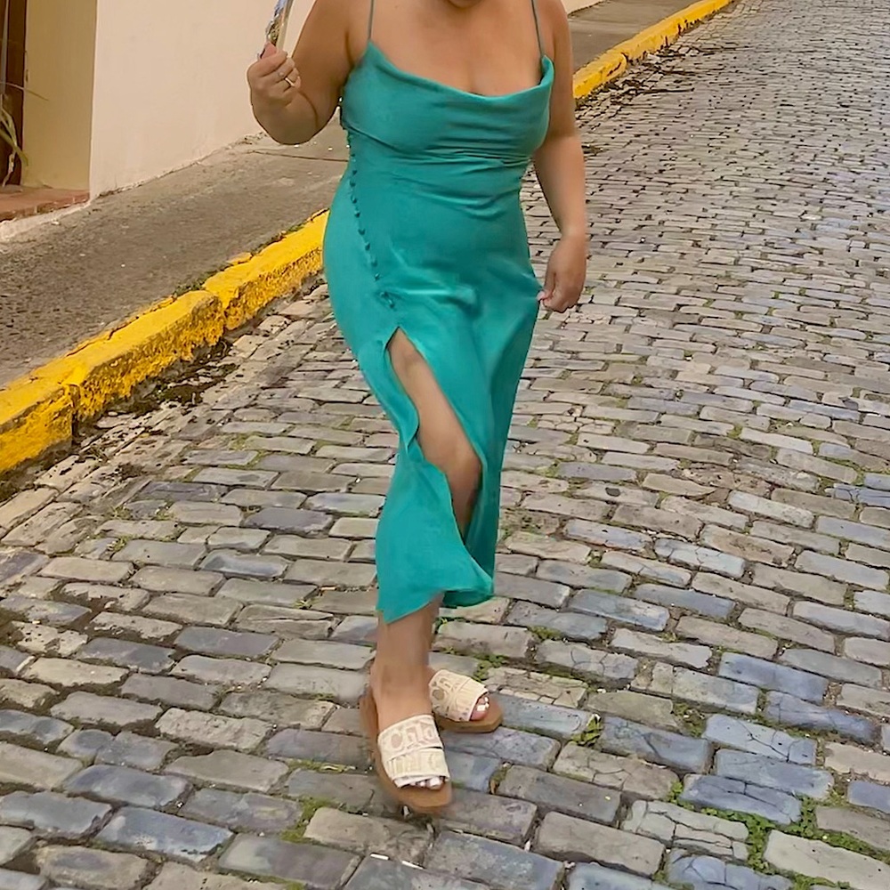 Turquoise Silk Dress